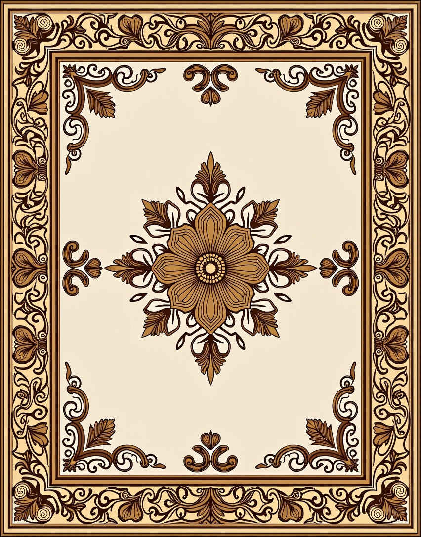 Vintage Baroque Floral Centerpiece Rug