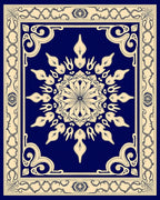 Intricate Floral Medallion Border Design Rug