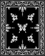 Elegant Black White Butterfly Pattern Rug