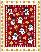Festive Snowmen Gold Stars Pattern Rug