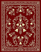 Elegant Red Floral Scrollwork Pattern Rug