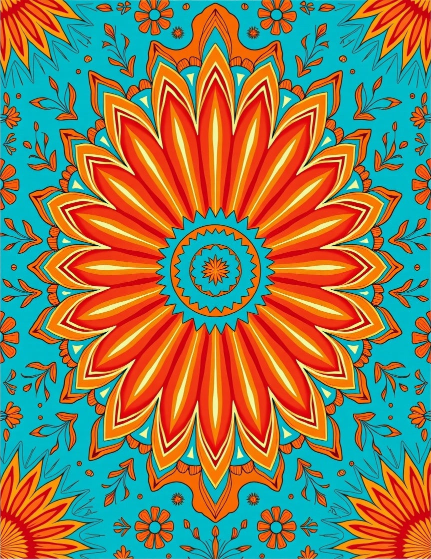 Vibrant Floral Mandala Pattern Rug