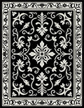 Classic Floral Scrollwork Black White Rug