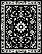 Classic Floral Scrollwork Black White Rug
