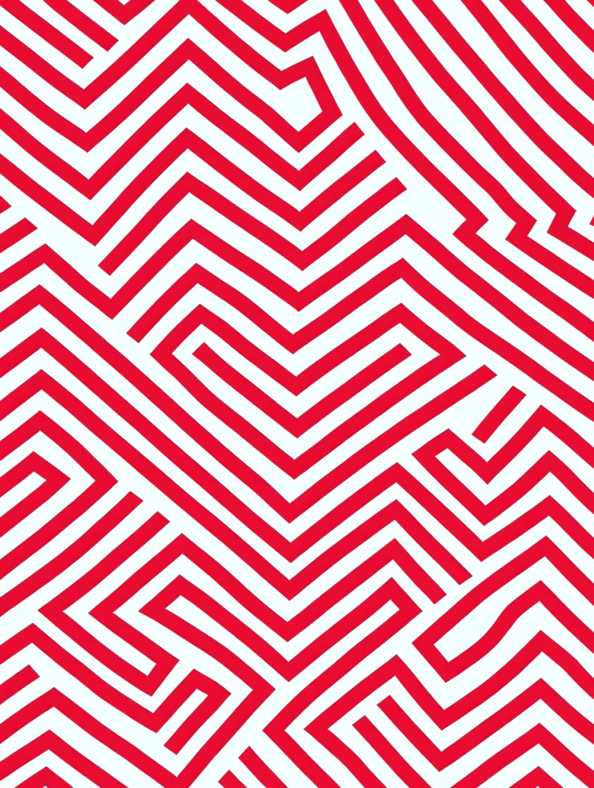 Bold Red Geometric Maze Rug