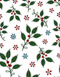 Green Holly Berries and Blue Snowflakes Rug