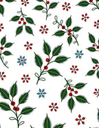 Green Holly Berries and Blue Snowflakes Rug