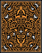 Intricate Orange Swirl Floral Pattern Rug