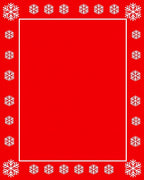 Red Snowflake Border Pattern Rug