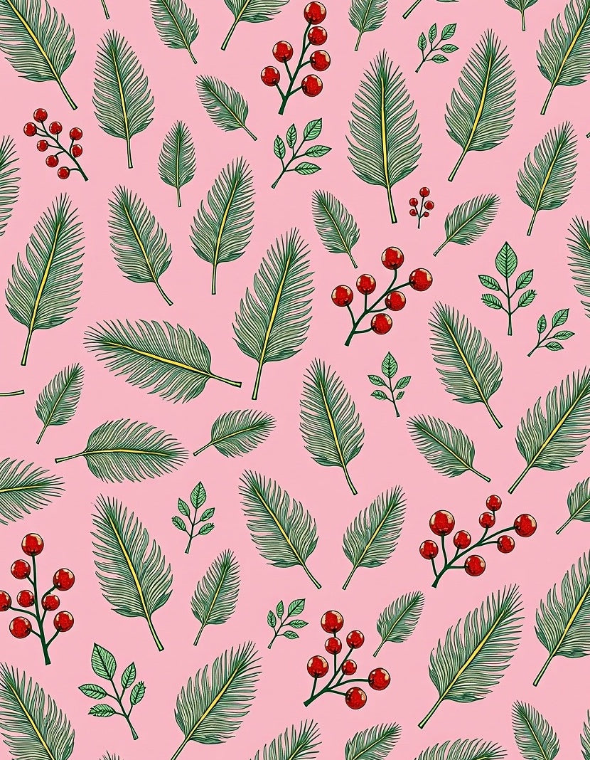 Pink Berry And Fern Botanical Rug
