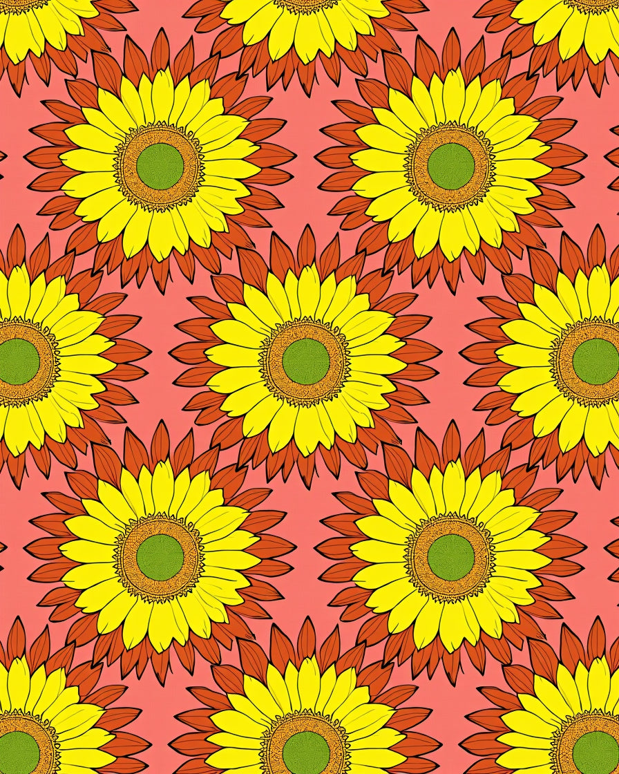 Yellow Sunflower Patterned Bright Rug