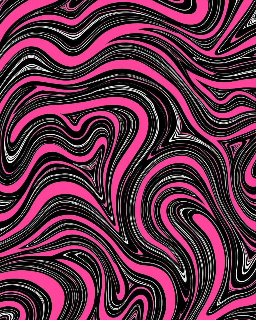 Bold Pink Black Swirl Pattern Rug
