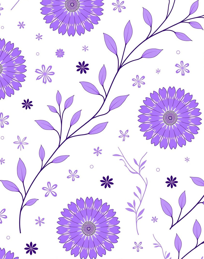 Purple Floral Branches Pattern Rug