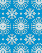 Bright Blue White Medallion Garden Rug