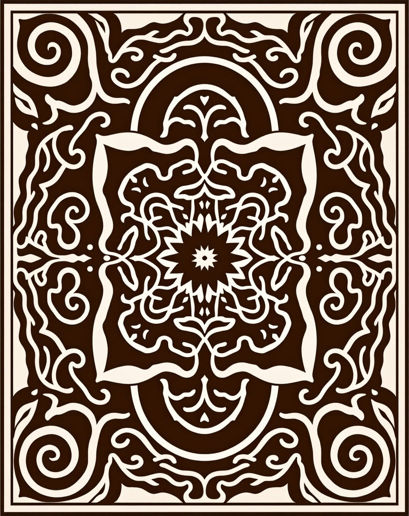 Ornate Scrollwork Mandala Pattern Rug