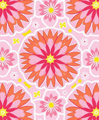 Vibrant Floral Patterned Pink Rug