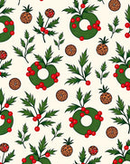 Green Holly Wreaths with Berries Pattern Rug