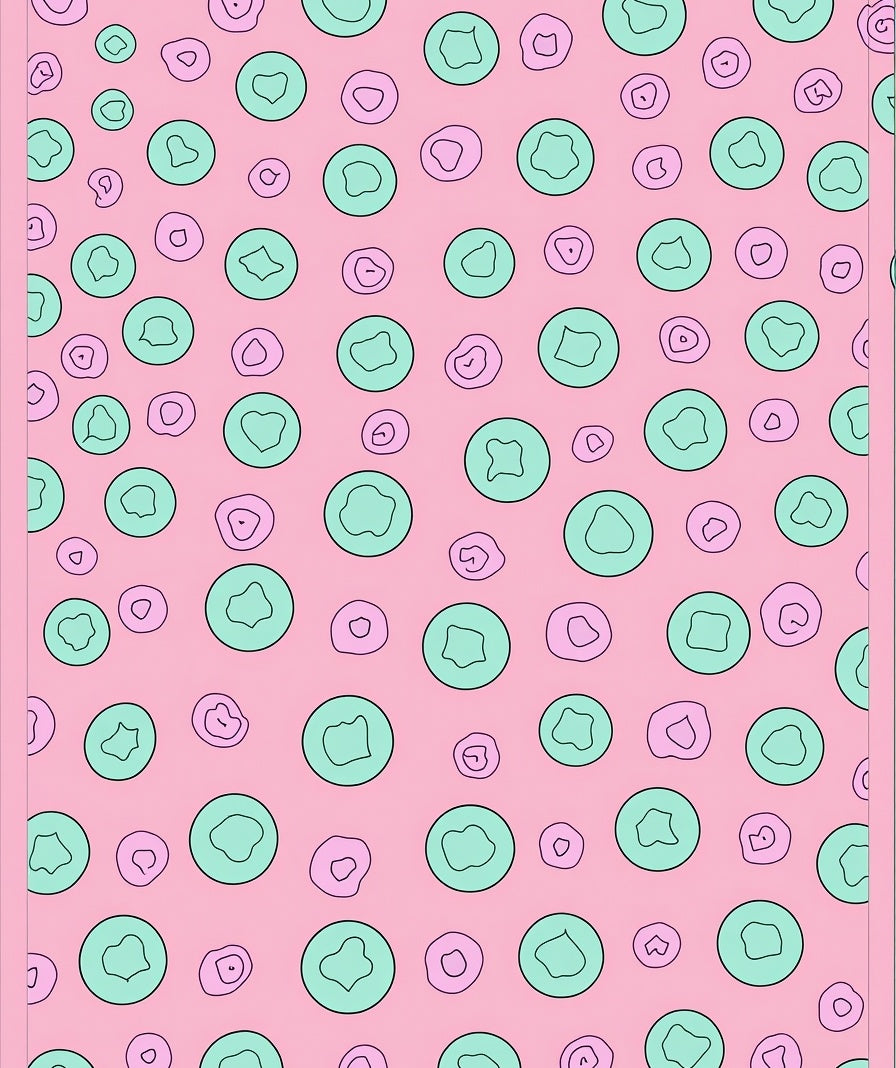 Pink Mint Abstract Circles Pattern Rug