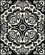 Black and White Intricate Paisley Pattern Rug
