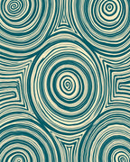 Swirling Teal Geometric Stripe Pattern Rug