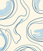 Blue Flowing Lines Organic Pattern Rug