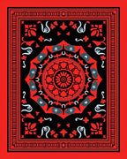 Bold Mandala Patterns Red Black Rug