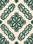 Dark Green Floral Arabesque Pattern Rug