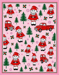 Whimsical Red Gnomes Christmas Trees Trucks Rug