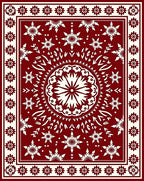 Red White Snowflake Mandala Design Rug