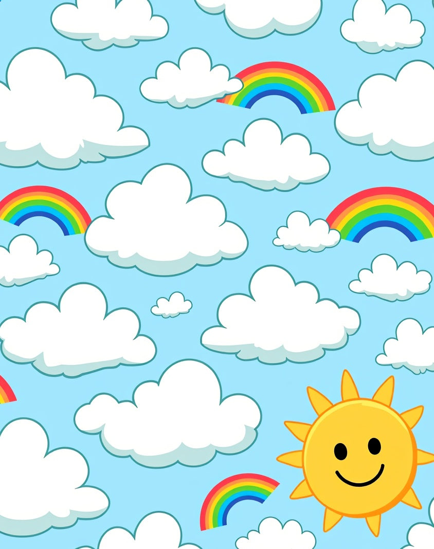 Happy Sun Rainbow Sky Pattern Rug