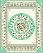Mandala Inspired Geometric Teal Brown Rug