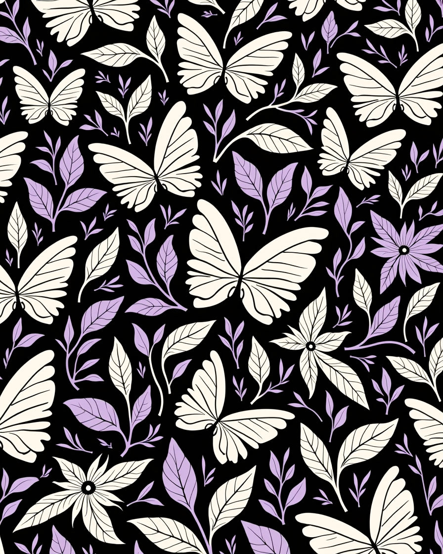 Whimsical Butterfly and Leaf Pattern Rug
