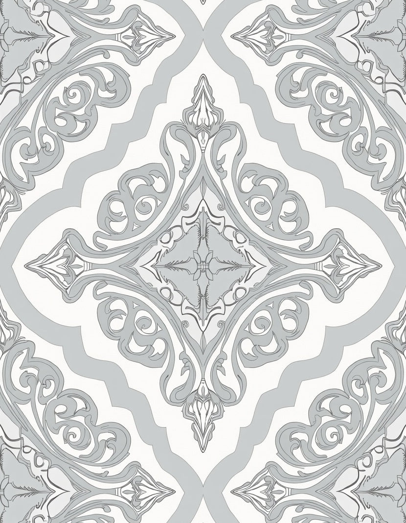 Ornate Scrollwork Floral Symmetry Rug