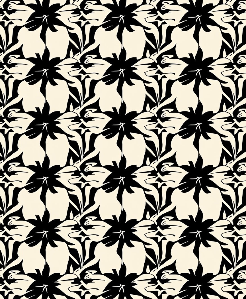 Artistic Black Abstract Floral Pattern Rug