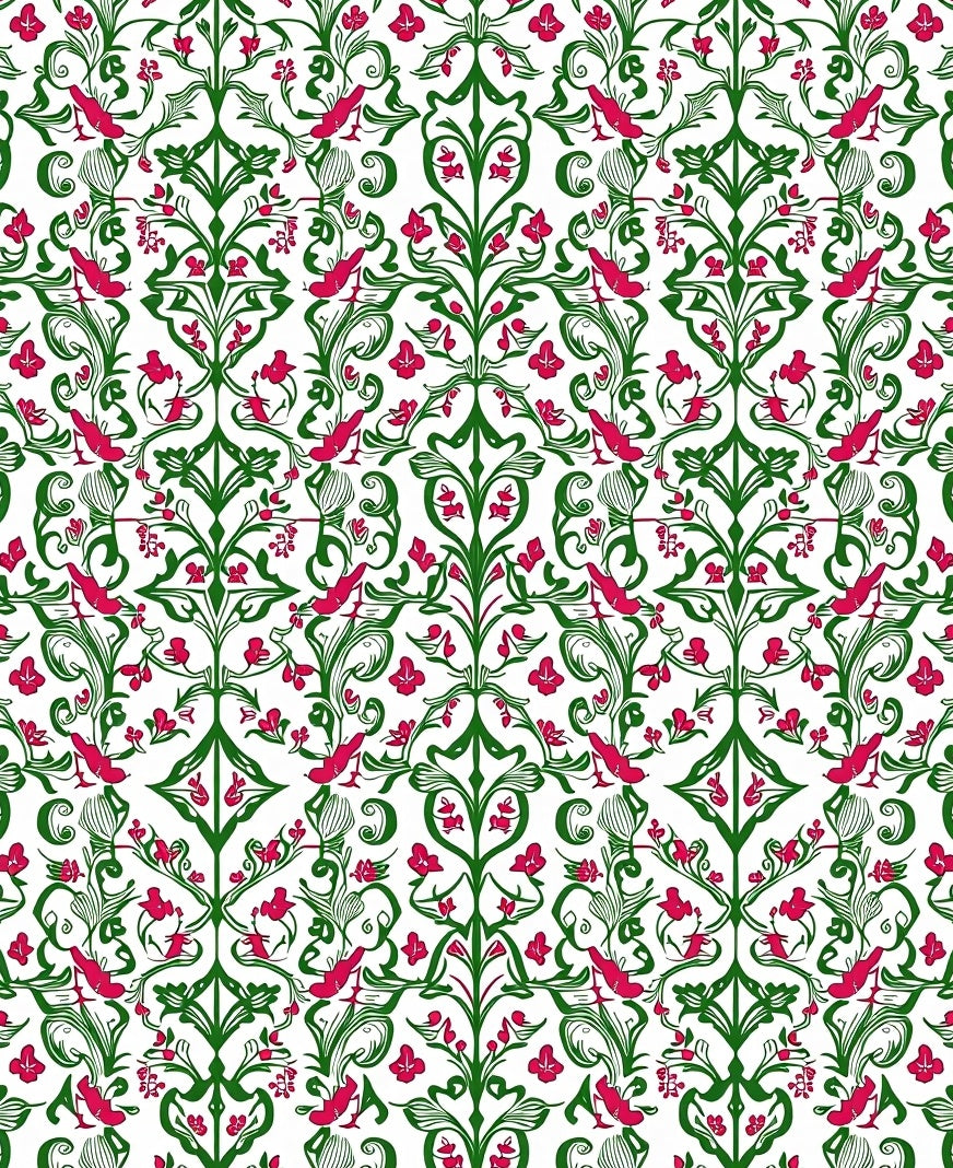 Vibrant Floral Vine Bird Pattern Rug