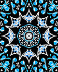 Intricate Blue White Geometric Mandala Rug