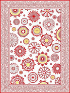 Red Floral Patterned Graphic Rug