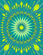 Radiating Teal 2 Petal Mandala Rug