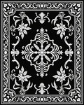 Classic Black White Floral Scroll Design Rug