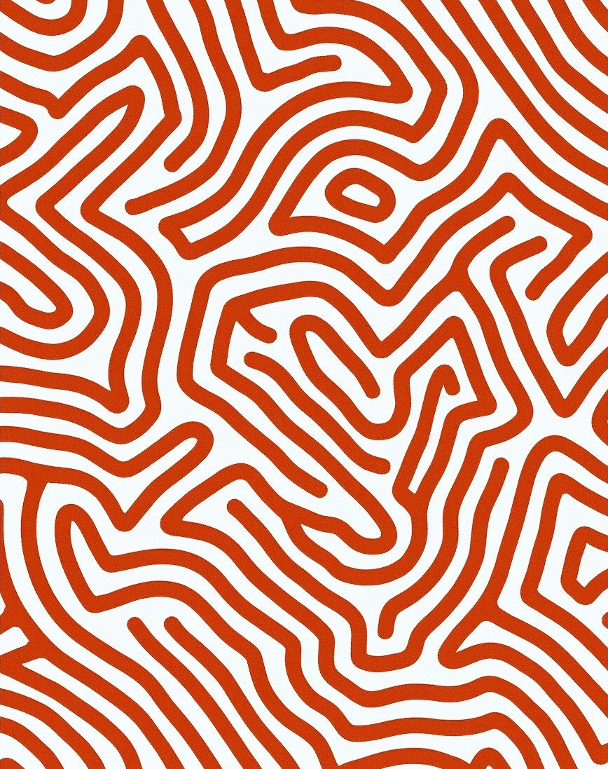 Curving Orange Lines Abstract Pattern Rug