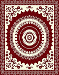 Intricate Burgundy Mandala Floral Design Rug