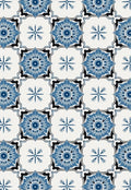 Blue Floral Medallion Tile Pattern Rug