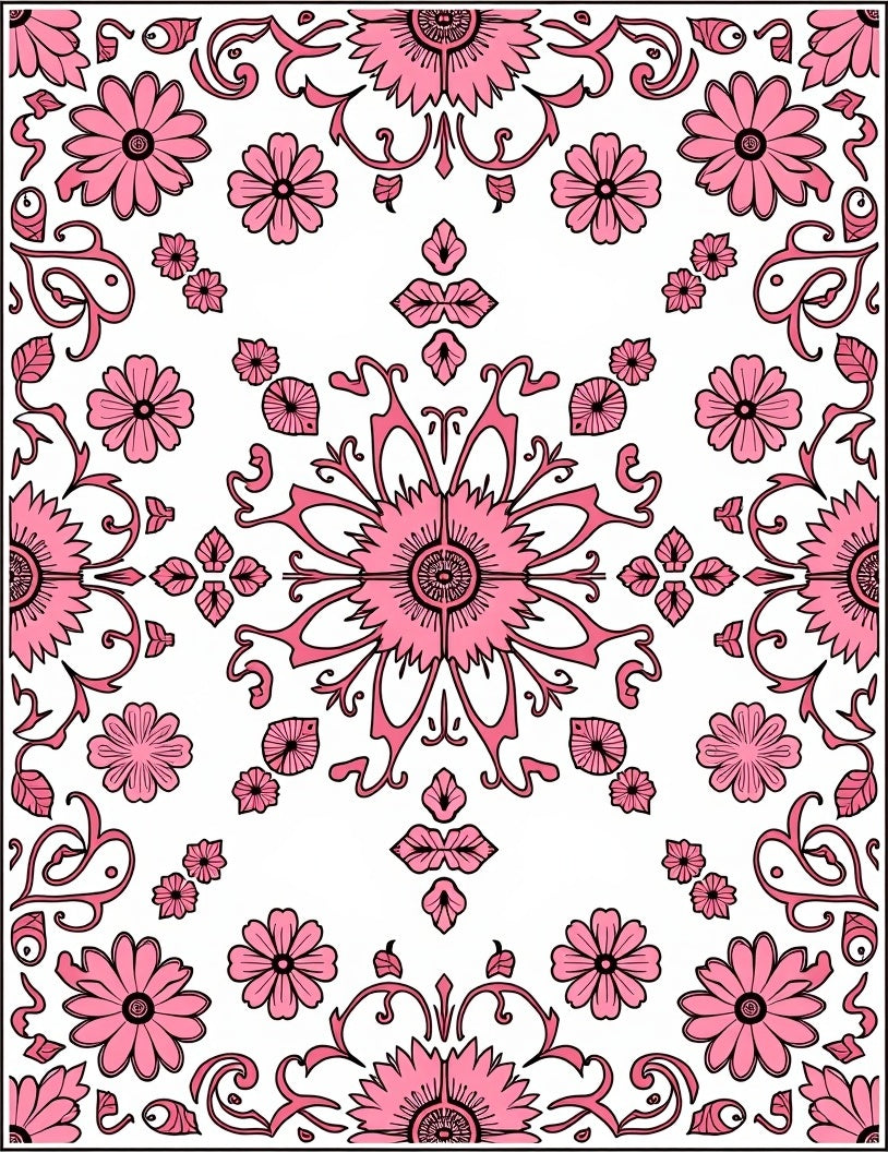 Pink Floral Decorative Pattern Rug