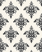 Classic Black Damask Scroll Pattern Rug