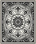 Intricate Black White Mandala Pattern Rug
