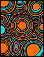 Vibrant Orange Teal Swirls Rug