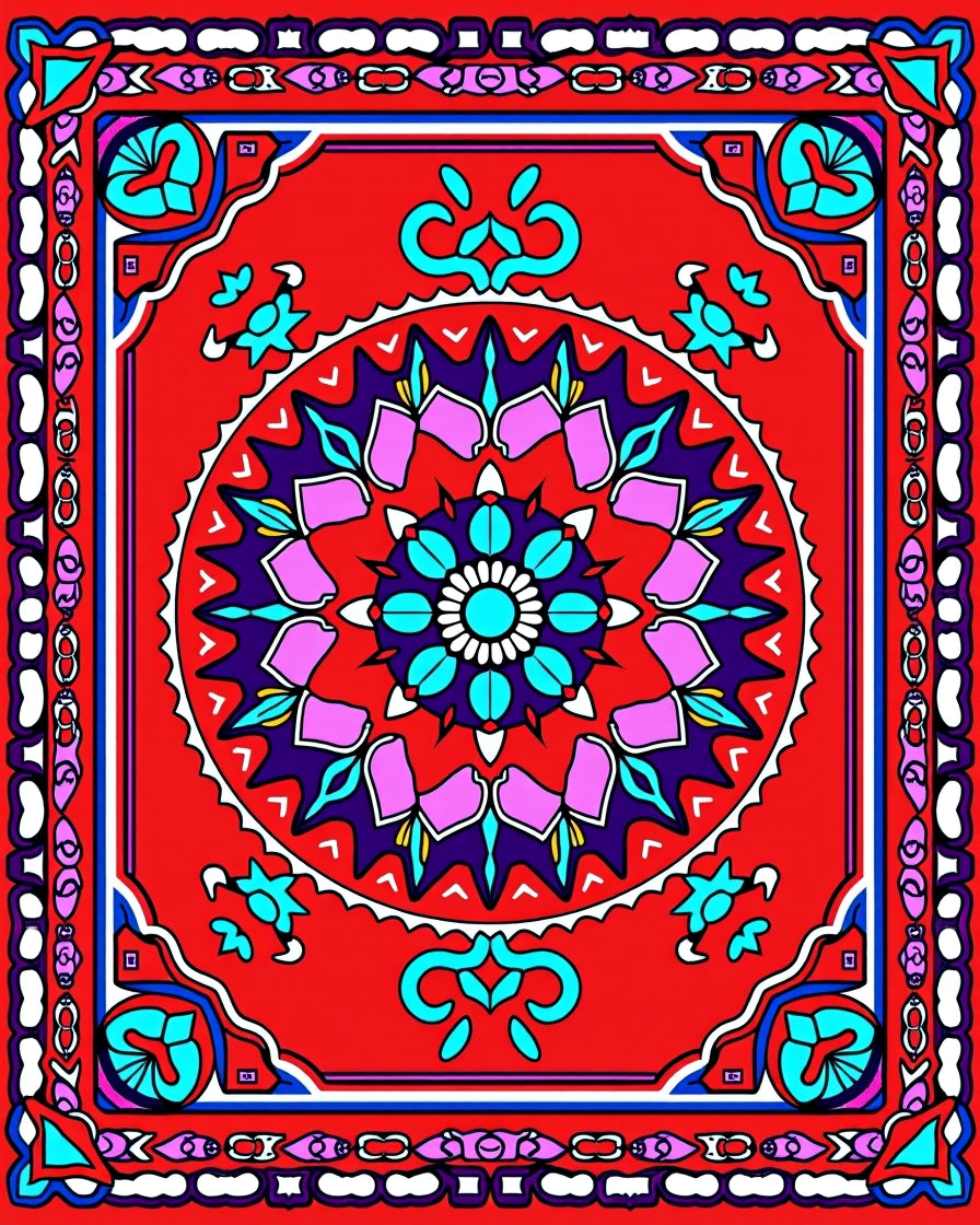 Vibrant Floral Mandala Pattern Rug