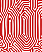 Crimson White Abstract Maze Rug