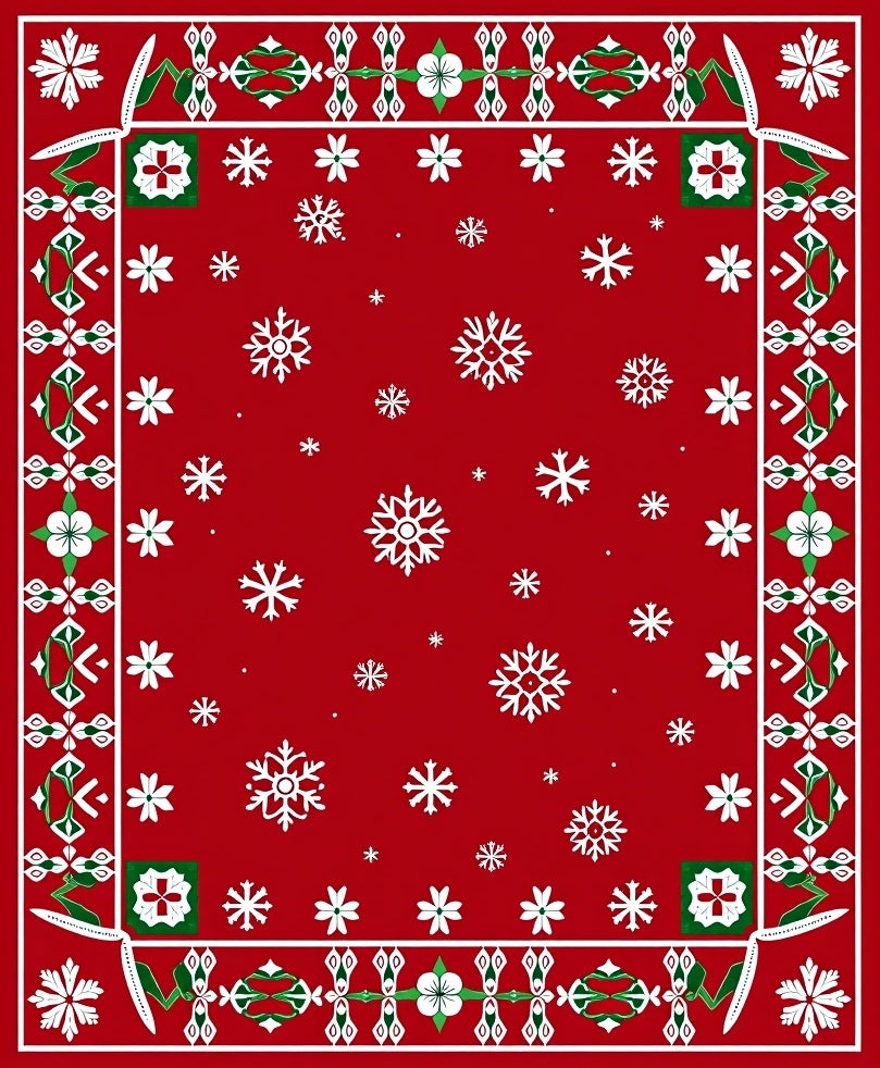 Red Snowflake Festive Pattern Rug