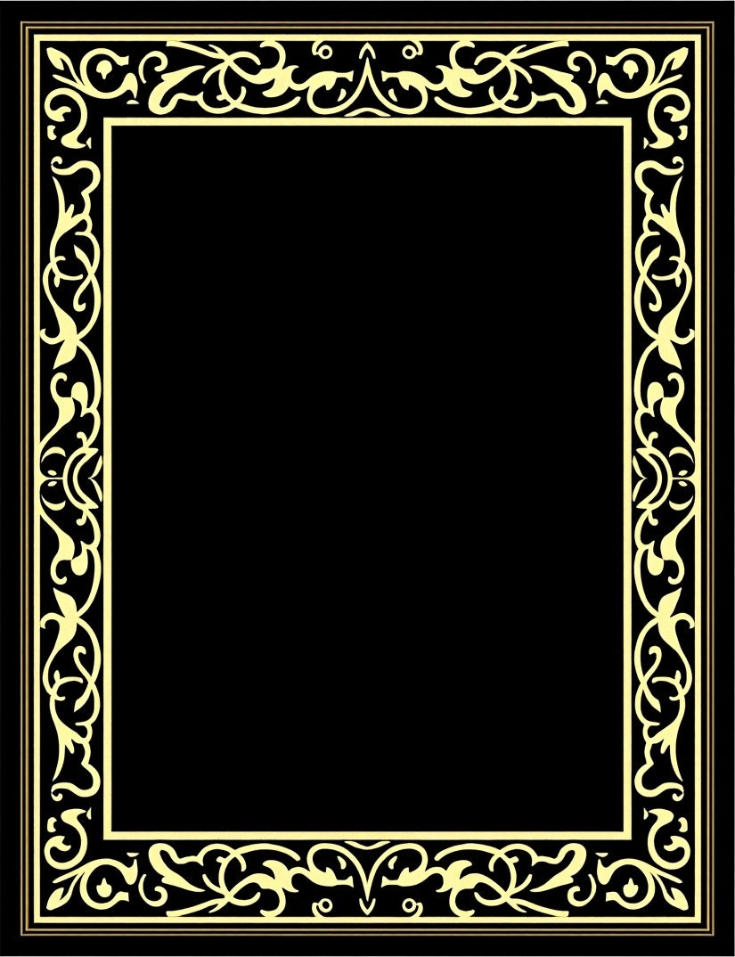 Golden Baroque Scroll Border Rug